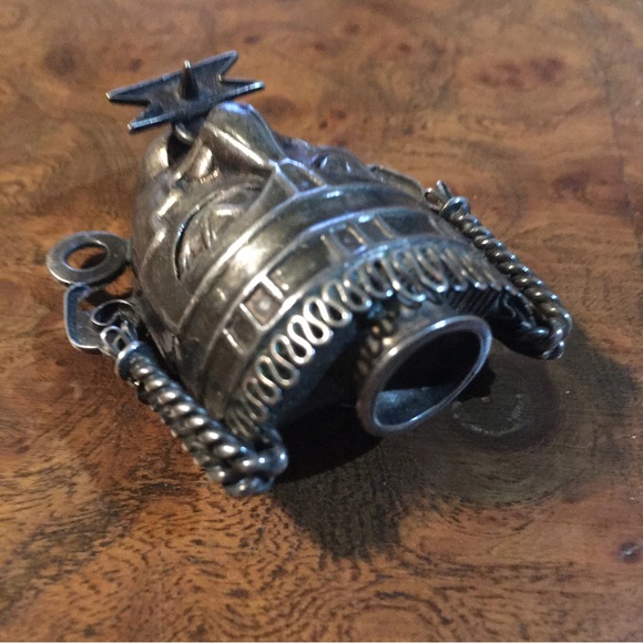 Los Castillo Articulated Sterling Silver Aztec Mask Brooch Mid Century Taxco - Picture 5 of 12